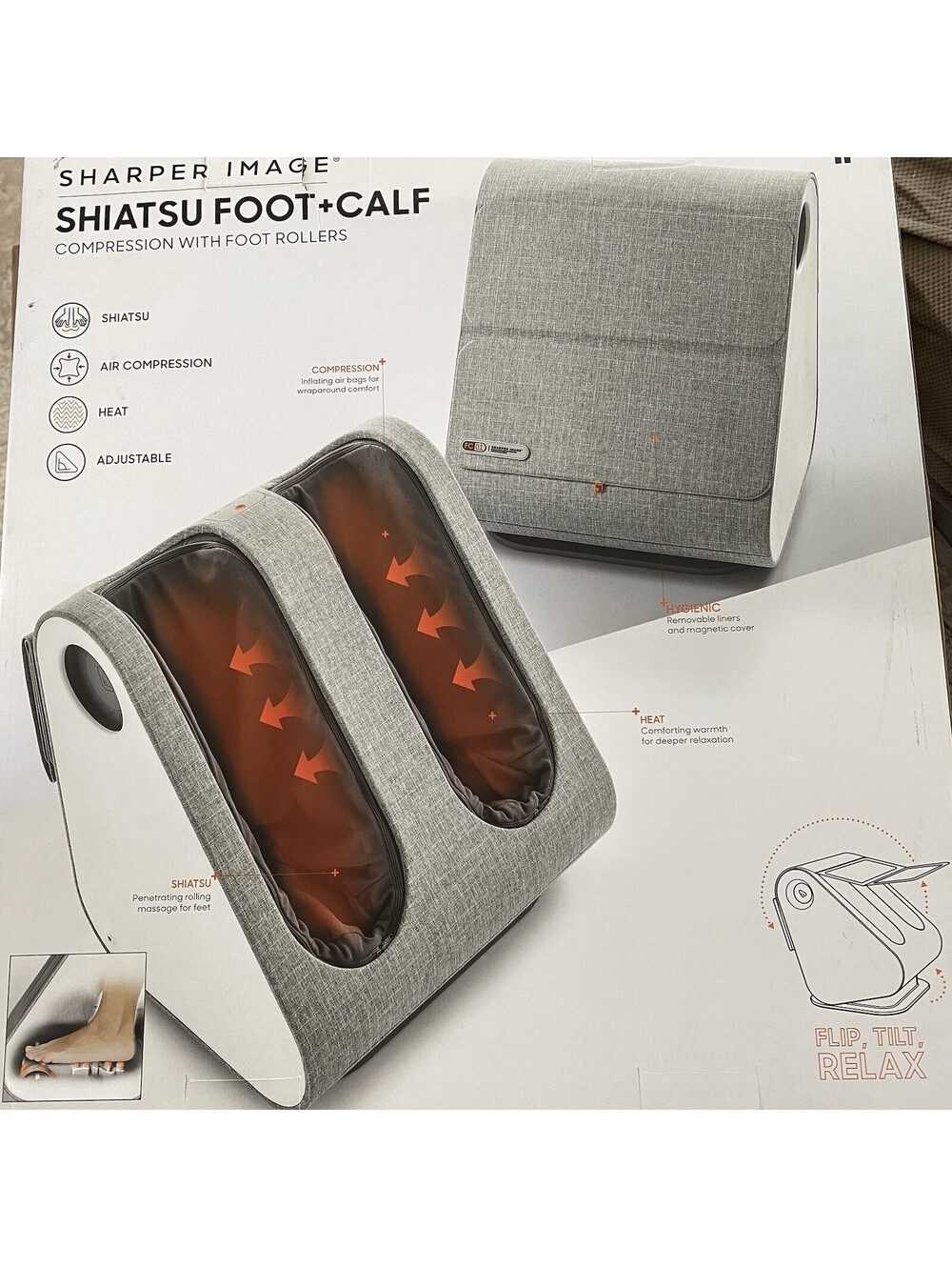 SharperImage Shiatsu Foot+Calf Massager,Air Compression,Heat
